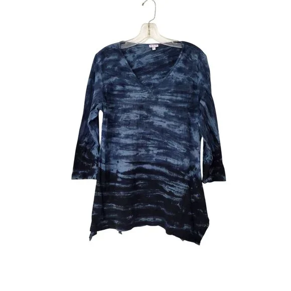 Sevya Handmade Tie-Dye V-Neck Asymmetrical Hem Tunic Top L Bundle of Two - Picture 7 of 10